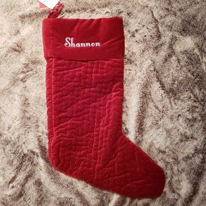 Pottery Barn Ruby Velvet Quilted "Shannon"Stocking